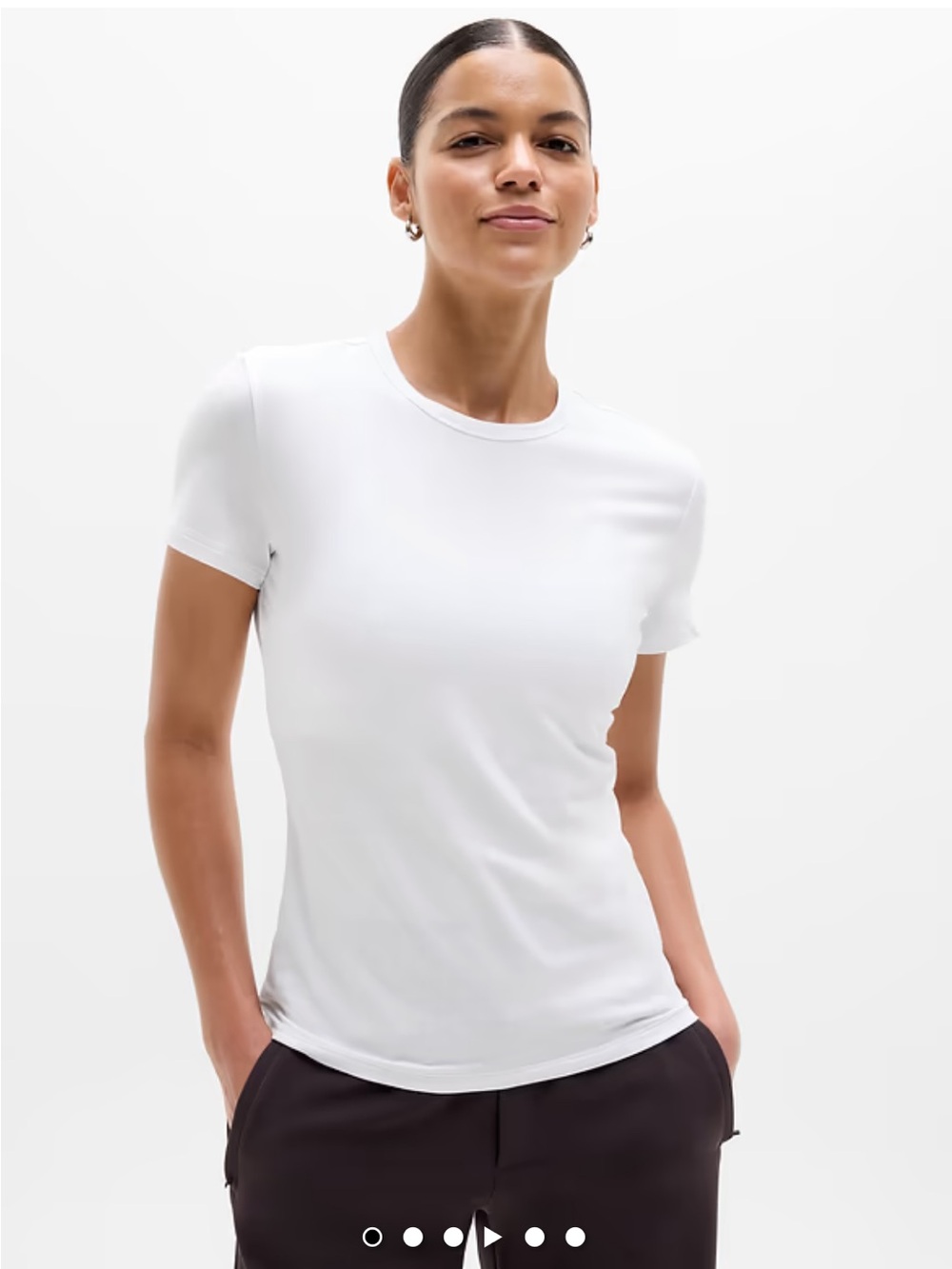 NWT Qty 2, size XS Athleta White Short Sleeve Slim Crewneck Tee